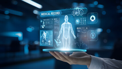 Businesswoman using a touchscreen laptop to connect to a global digital network