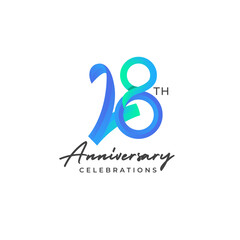 28years anniversary logo design. Anniversary logo design template.