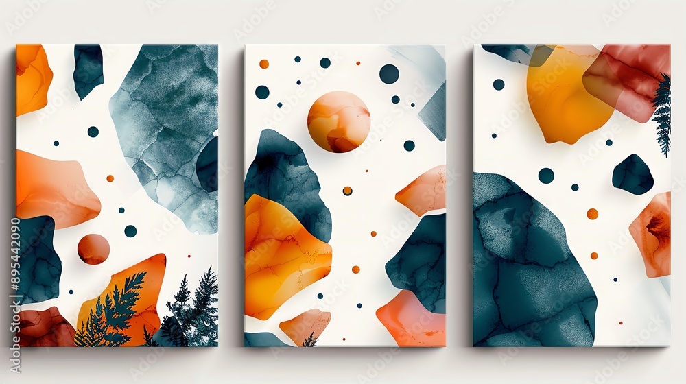 Poster abstract art featuring vibrant colors and organic shapes, creating a dynamic visual experience for c