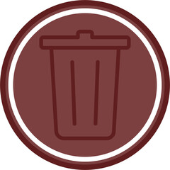 trash Vector Line Double Circle Maroon