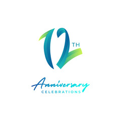  12 years anniversary logo design. Anniversary logo design template.