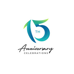 15 years anniversary logo design. Anniversary logo design template.