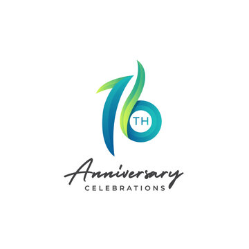 16 years anniversary logo design. Anniversary logo design template.