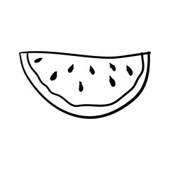doodle illustration of watermelon. black and white color doodle for sticker or wallpaper. cute print design