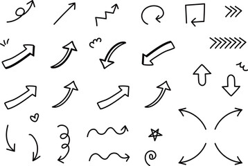 シンプルな手書きの矢印セット