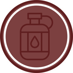 Water Bottle Vector Line Double Circle Maroon