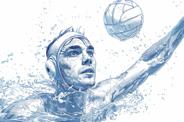 A Water Polo Player's Graceful Throw Amidst Splashing Water