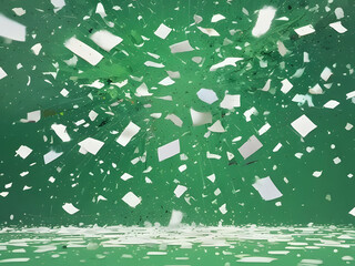 white confetti exploded animation on green screen, animation, concept, confetti rain, colorful confetti burst