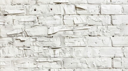 Fototapeta premium Modern panoramic backdrop with vintage whitewashed brick texture for home and office design