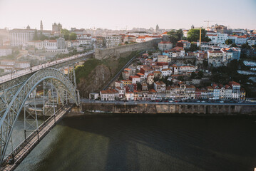 Porto, Portugal, Oporto on the Duoro River, bridge, Ponte Luiz, Eiffel bridge, tourism, travel, Europe tourist destination, quaint colorful buildings, old, portuguese ribeira 