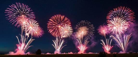 Fototapeta premium A stunning display of colorful fireworks illuminating the night sky, perfect for celebrations and festive events