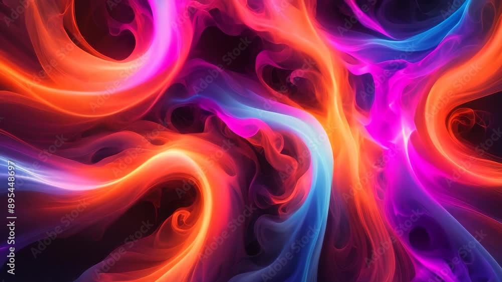 Poster abstract swirls of blue, orange, and pink colors create a dynamic and mesmerizing visual experience.