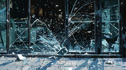 Obraz premium Shattered Glass and Broken Windows