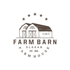 Barn logo agriculture building template farmer farm vintage design simple retro style illustration