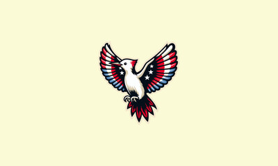 woodpecker with wings american vector mascot design