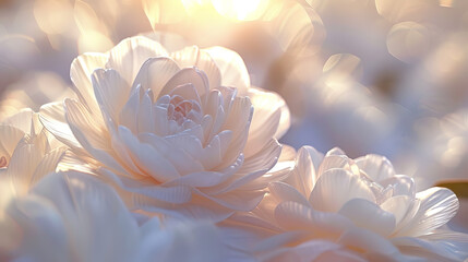 White mountain camellia under the sun