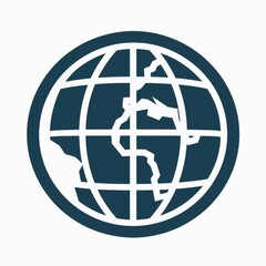 Global Connection Icon: Simplistic Illustration of a Centered Globe on White Background