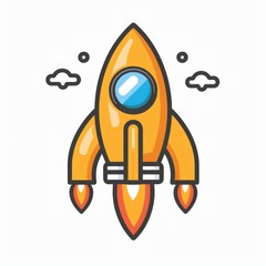 Rocket Icon Illustration on White Background