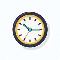 Time Management Icon - Minimalistic Clock Vector Illustration for Website Design on White Background