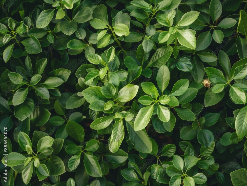 Poster Aerial View of Intricate Symmetrical Pattern of Vibrant Green Sprigs with Soft Diffused Lighting and Subtle Shadows Creating Textured Background
