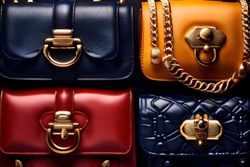 leather bag with gold ribbon