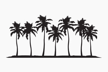 Silhouette palm trees tropical scene