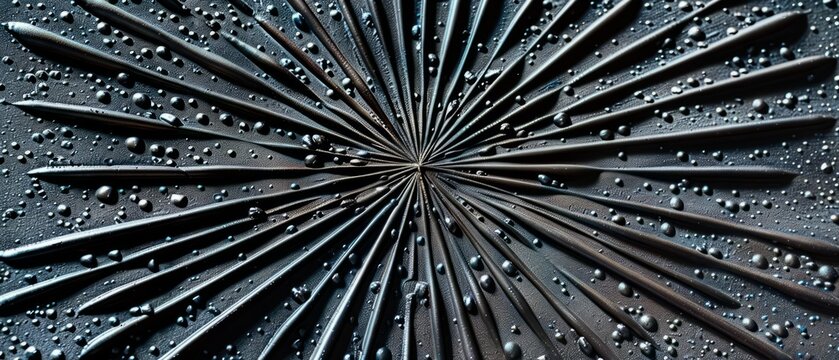Panoramic close-up, high detail scan of embossed starburst texture, Generative AI