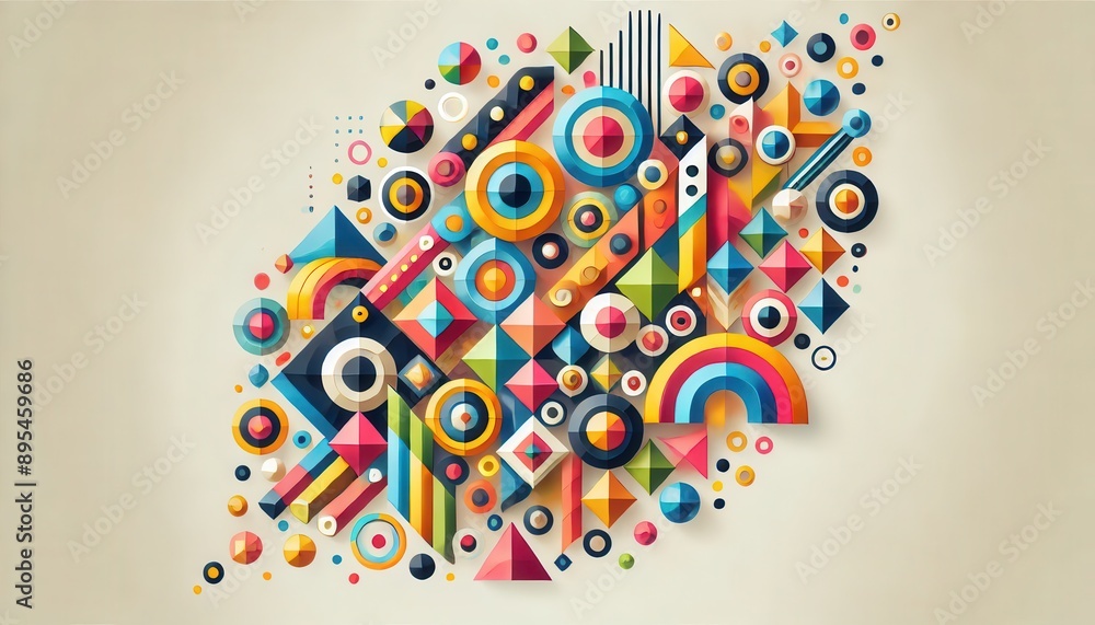 Poster abstract geometric pattern colorful shapes and circles design.