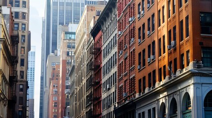 Fototapeta premium Architectural View of New York Financial District with Historic Buildings