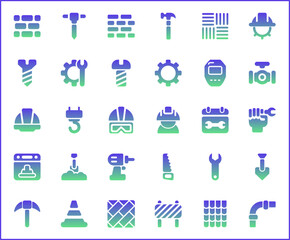 Set of Labor Day and industry Icons line style. Contains such Icons as engineer, architect, service, job, worker, factory, builder, labour, employee, helmet And Other Elements.