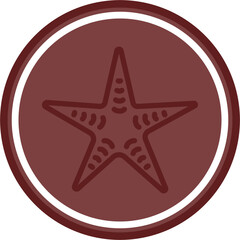 Starfish Vector Line Double Circle Maroon