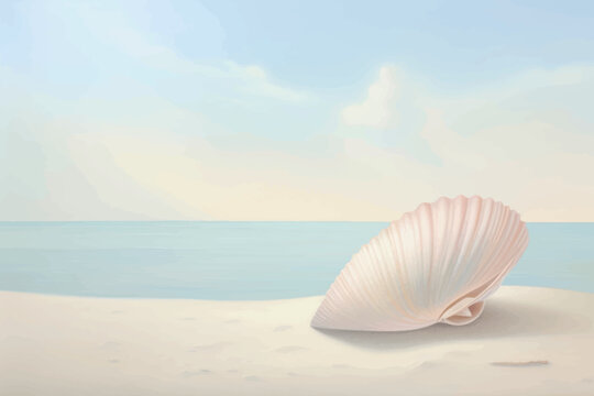 Serene beach seashell illustration