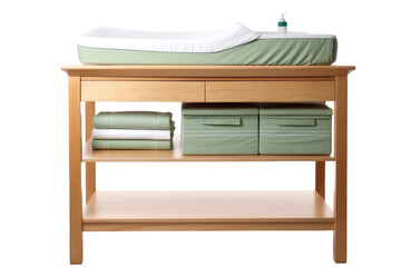 Compact Changing Table with Baby Essentials Isolated on Transparent Background