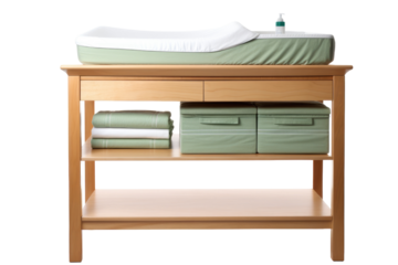 Compact Changing Table with Baby Essentials Isolated on Transparent Background