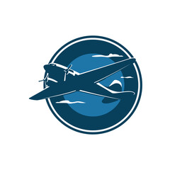 airplane vactor vintage airplane logo design illustration of a airplane