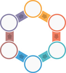 Circle diagram infographic template with six steps or options