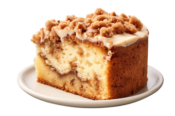 Freshly Baked Coffee Cake with Crumb Topping Isolated on Transparent Background