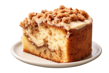 Freshly Baked Coffee Cake with Crumb Topping Isolated on Transparent Background