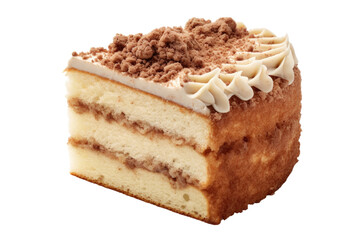 Moist Coffee Cake with Icing Drizzle Isolated on Transparent Background