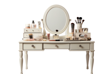 Vintage Dressing Table with Floral Accents isolated on transparent background