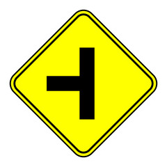 T-junction right sign, vector illustration, icon, traffic road sign, Isolate On White Background, Symbols, T junction sign on yellow background