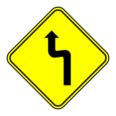 Warning Traffic Signs - Double curve ahead to the left then to the right, Illustration
