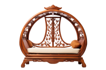 Stylish Feng Shui Bed in a Relaxing Bedroom Setting isolated on transparent background