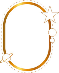 Oval rounded frame gold monoline aesthetic frame Y2K style modern element planet saturn ring