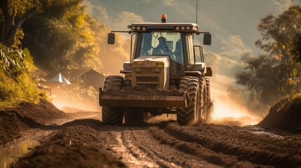 Fototapeta premium Tractor on a Rural Road