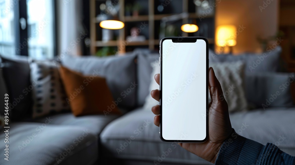 Poster pov shot showing a hand holding a mobile phone with a blank white screen open to a news app interfac