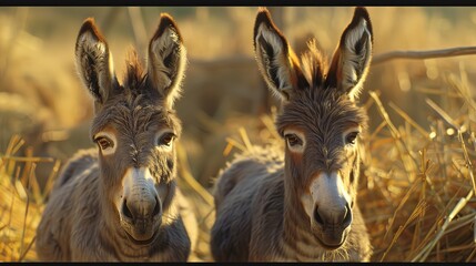 Fototapeta premium donkeys in the modern industrial farm, agriculture concept