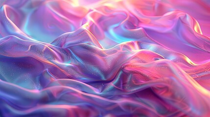 Obraz premium Holographic unicorn gradient featuring trendy neon pink, purple, very peri, blue, and teal colors on a soft, blurred background