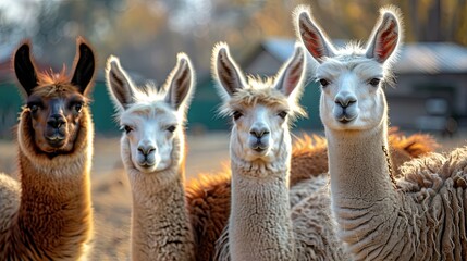 Obraz premium llamas in the modern industrial farm, agriculture concept