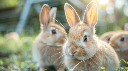 Obraz premium rabbits in the modern industrial farm, agriculture concept
